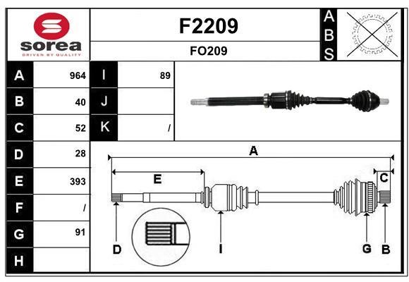 SNRA F2209 Drive shaft F2209