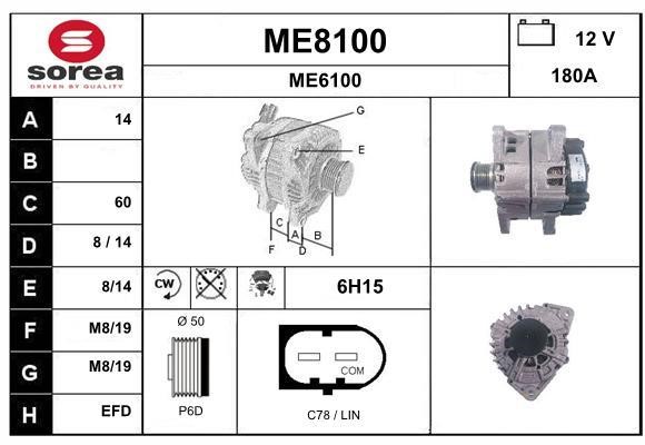 SNRA ME8100 Alternator ME8100