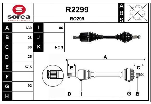 SNRA R2299 Drive shaft R2299