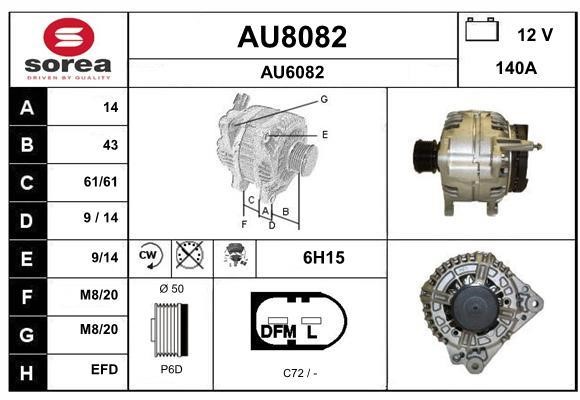 SNRA AU8082 Alternator AU8082