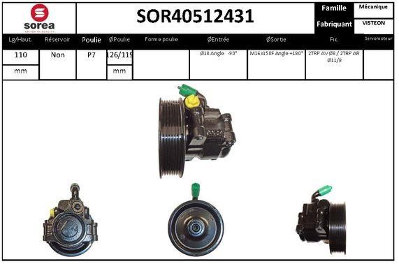 SNRA SOR40512431 Hydraulic Pump, steering system SOR40512431