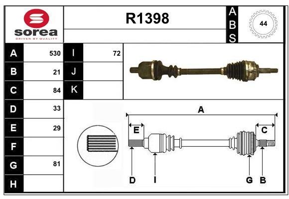 SNRA R1398 Drive shaft R1398