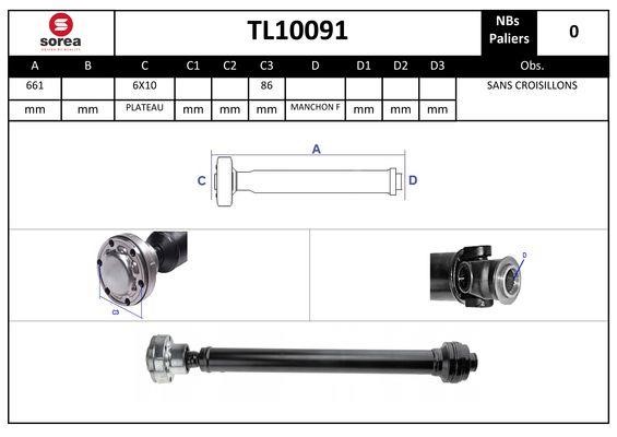 SNRA TL10091 Propshaft, axle drive TL10091