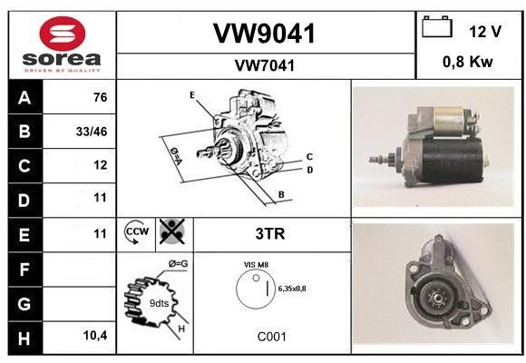 SNRA VW9041 Starter VW9041