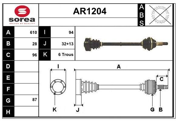 SNRA AR1204 Drive shaft AR1204
