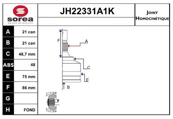 SNRA JH22331A1K Joint kit, drive shaft JH22331A1K