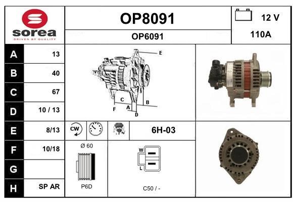 SNRA OP8091 Alternator OP8091