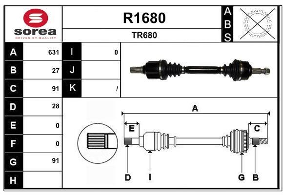 SNRA R1680 Drive shaft R1680