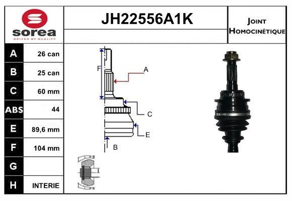SNRA JH22556A1K Joint Kit, drive shaft JH22556A1K