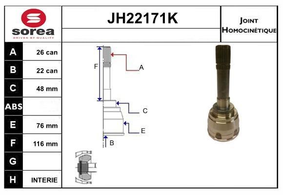 SNRA JH22171K CV joint JH22171K
