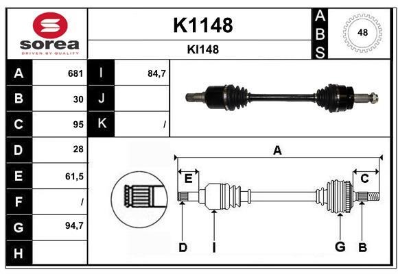 SNRA K1148 Drive shaft K1148