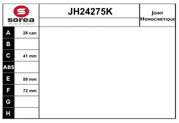 SNRA JH24275K Joint kit, drive shaft JH24275K