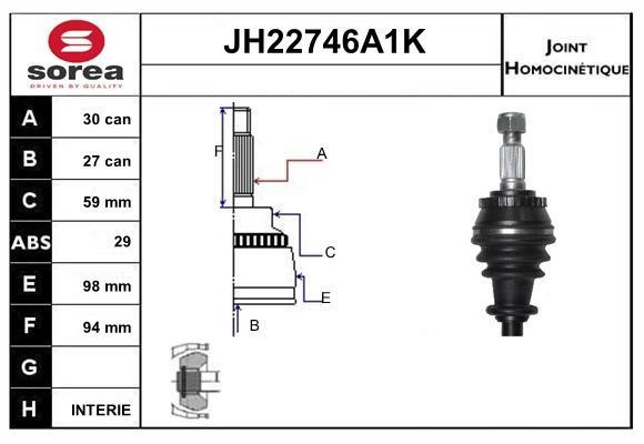 SNRA JH22746A1K Joint kit, drive shaft JH22746A1K