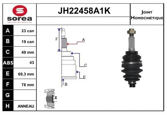 SNRA JH22458A1K Joint Kit, drive shaft JH22458A1K