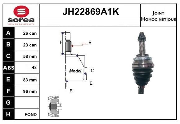 SNRA JH22869A1K Joint kit, drive shaft JH22869A1K
