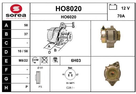 SNRA HO8020 Alternator HO8020
