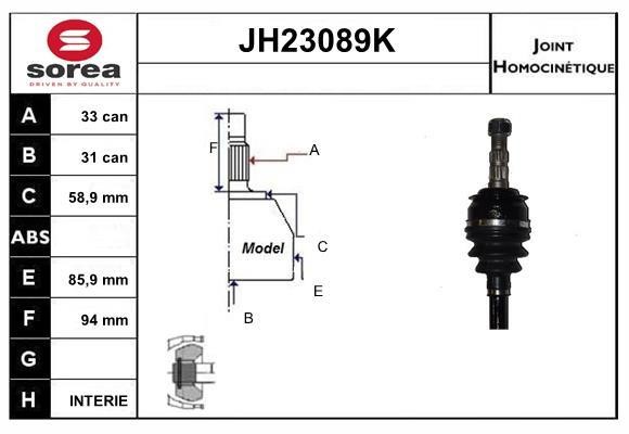 SNRA JH23089K Joint kit, drive shaft JH23089K