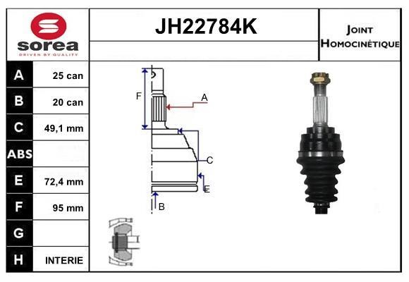 SNRA JH22784K Joint kit, drive shaft JH22784K