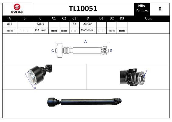 SNRA TL10051 Propshaft, axle drive TL10051