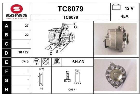 SNRA TC8079 Alternator TC8079