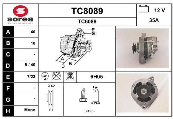 SNRA TC8089 Alternator TC8089