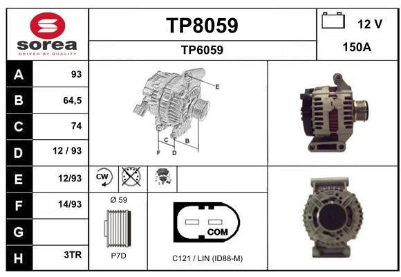 SNRA TP8059 Alternator TP8059