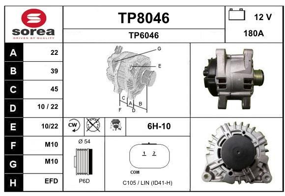 SNRA TP8046 Alternator TP8046