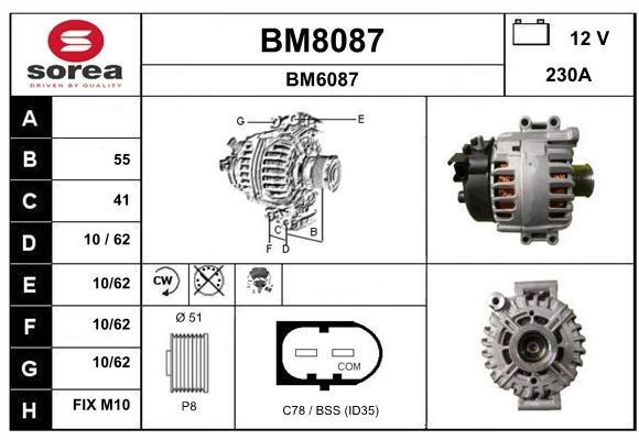 SNRA BM8087 Alternator BM8087