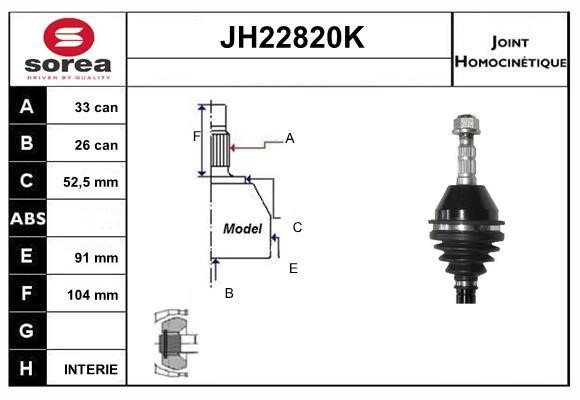 SNRA JH22820K Joint kit, drive shaft JH22820K