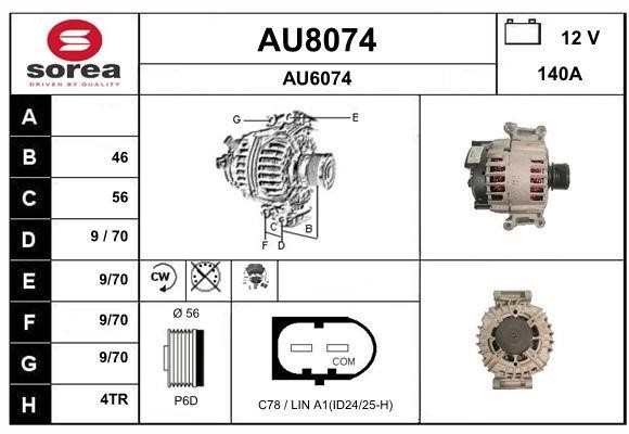 SNRA AU8074 Alternator AU8074
