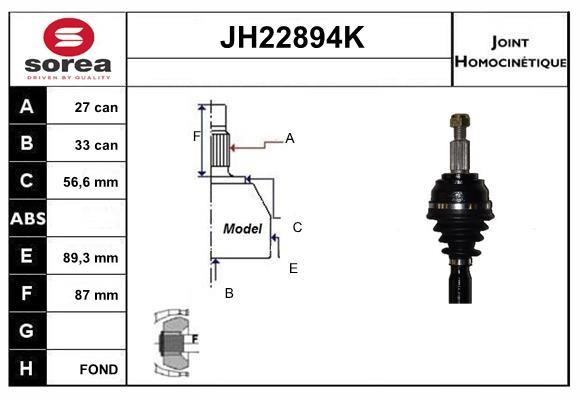 SNRA JH22894K Joint kit, drive shaft JH22894K
