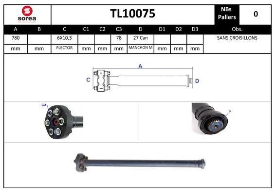 SNRA TL10075 Propshaft, axle drive TL10075