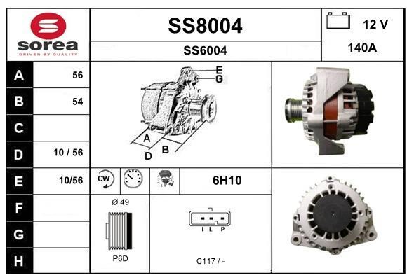 SNRA SS8004 Alternator SS8004