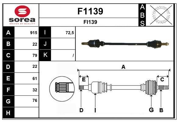 SNRA F1139 Drive shaft F1139