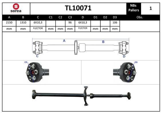 SNRA TL10071 Propshaft, axle drive TL10071