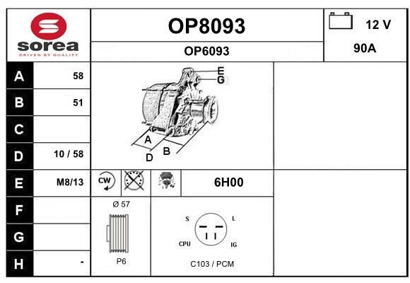 SNRA OP8093 Alternator OP8093