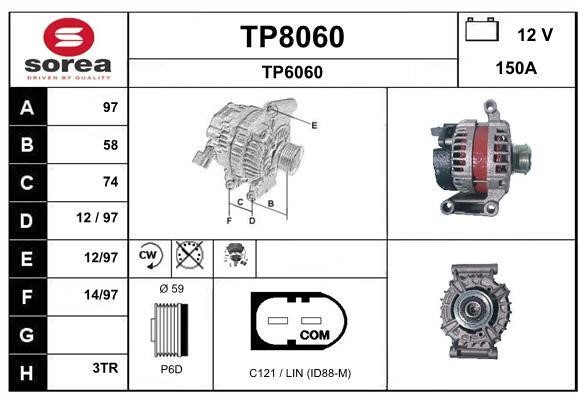 SNRA TP8060 Alternator TP8060