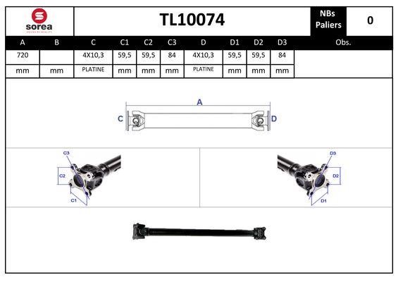 SNRA TL10074 Propshaft, axle drive TL10074