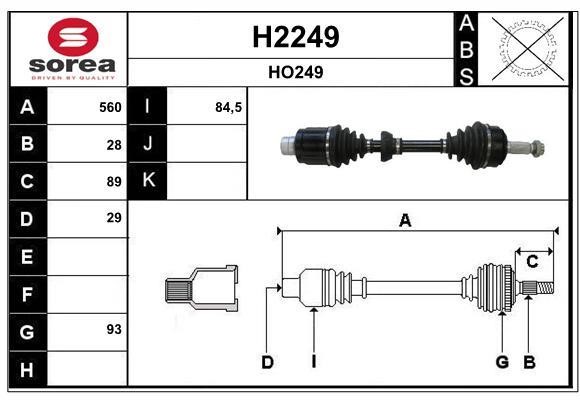 SNRA H2249 Drive shaft H2249