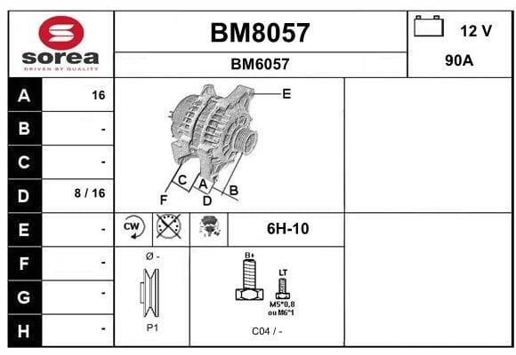 SNRA BM8057 Alternator BM8057