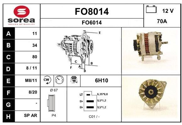 SNRA FO8014 Alternator FO8014