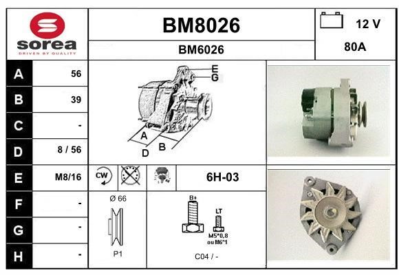 SNRA BM8026 Alternator BM8026