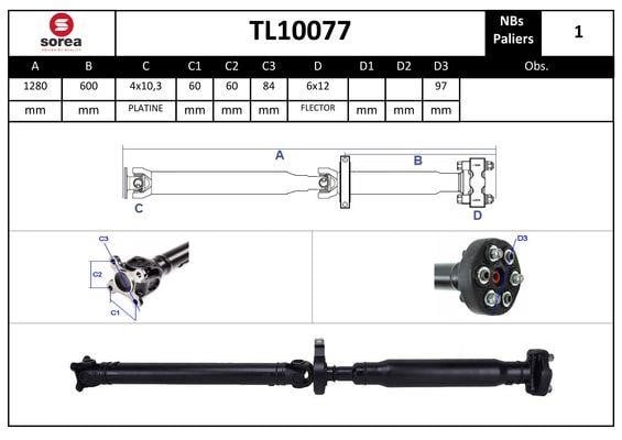 SNRA TL10077 Propshaft, axle drive TL10077