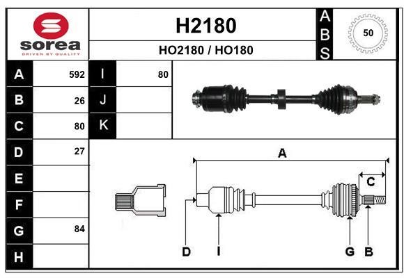 SNRA H2180 Drive shaft H2180