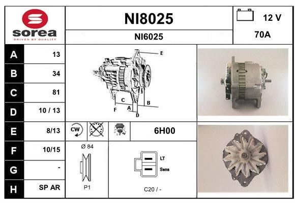 SNRA NI8025 Alternator NI8025