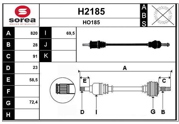 SNRA H2185 Drive shaft H2185