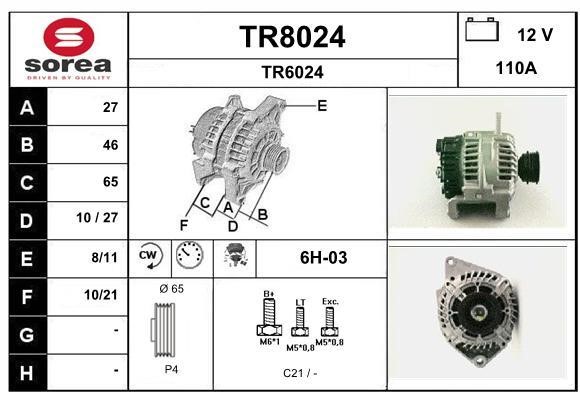 SNRA TR8024 Alternator TR8024
