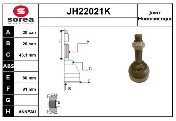 SNRA JH22021K CV joint JH22021K