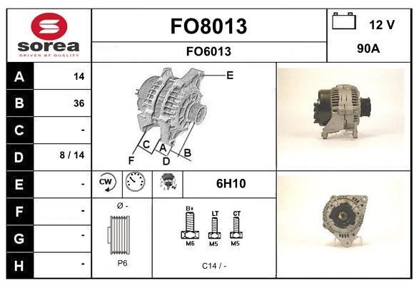 SNRA FO8013 Alternator FO8013