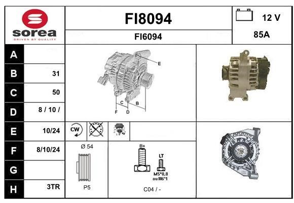 SNRA FI8094 Alternator FI8094